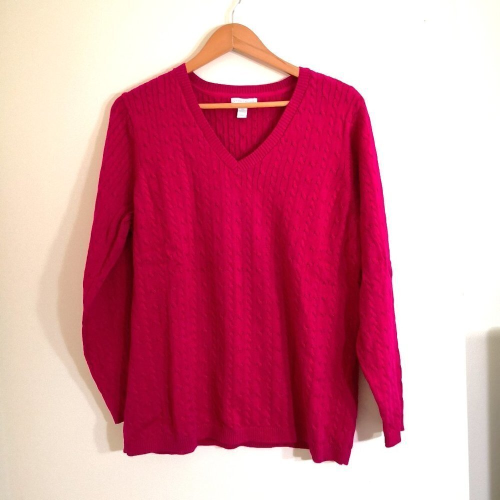 'NWOT Charter Club Cotton‎ Cable Knit V Neck Sweater Size 2X